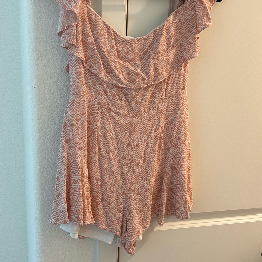 Pink Patterned Ruffle Romper - image 1